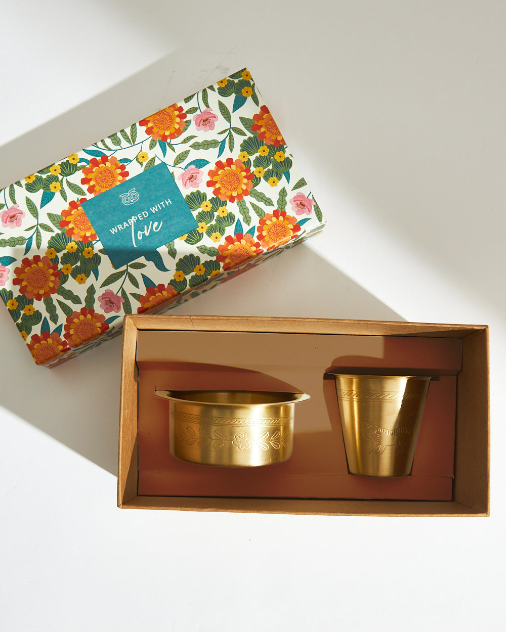 Filter Coffee Tumbler Dabara Brassware Gift Box | Set of 2