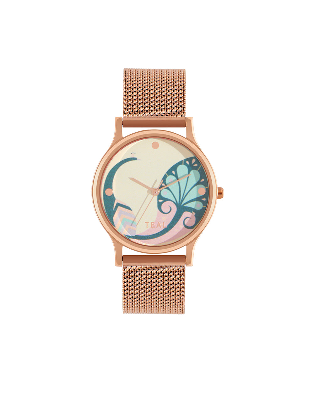 Teal By Chumbak |  Urban feathers Watch - Metal Mesh Strap