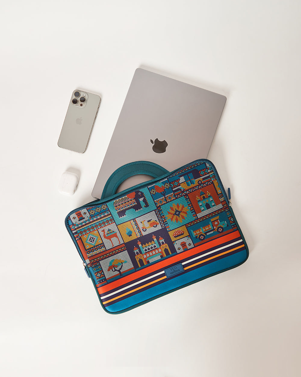 Teal by Chumbak Folk Tales Laptop Sleeve, 15"