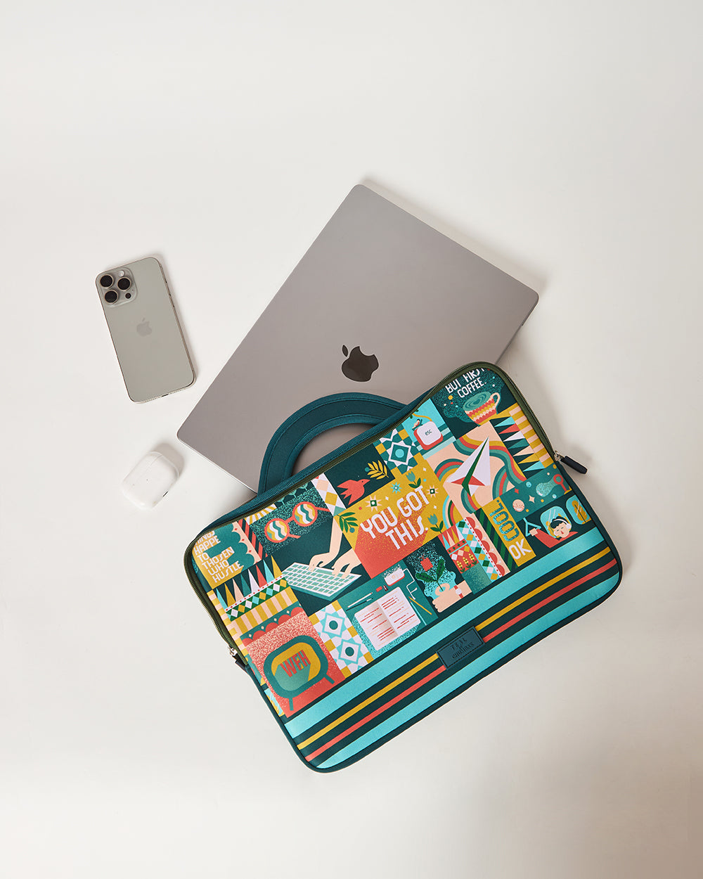 Teal by Chumbak You Got This Laptop Sleeve, 15"
