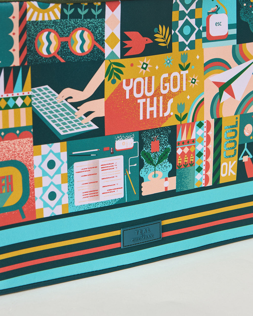 Teal by Chumbak You Got This Laptop Sleeve, 15"