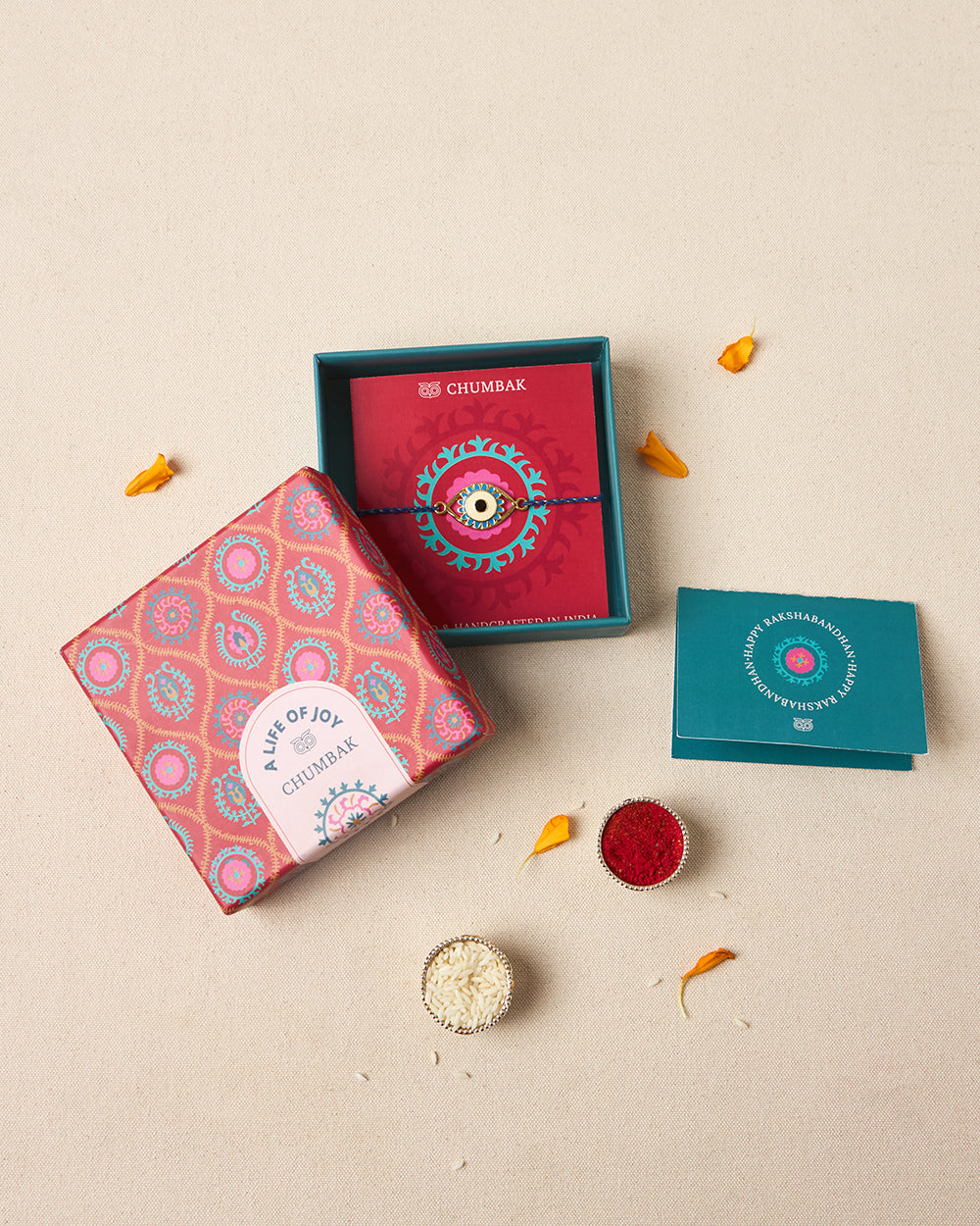 Evil-Eye Blue Rakhi - Brass Motif