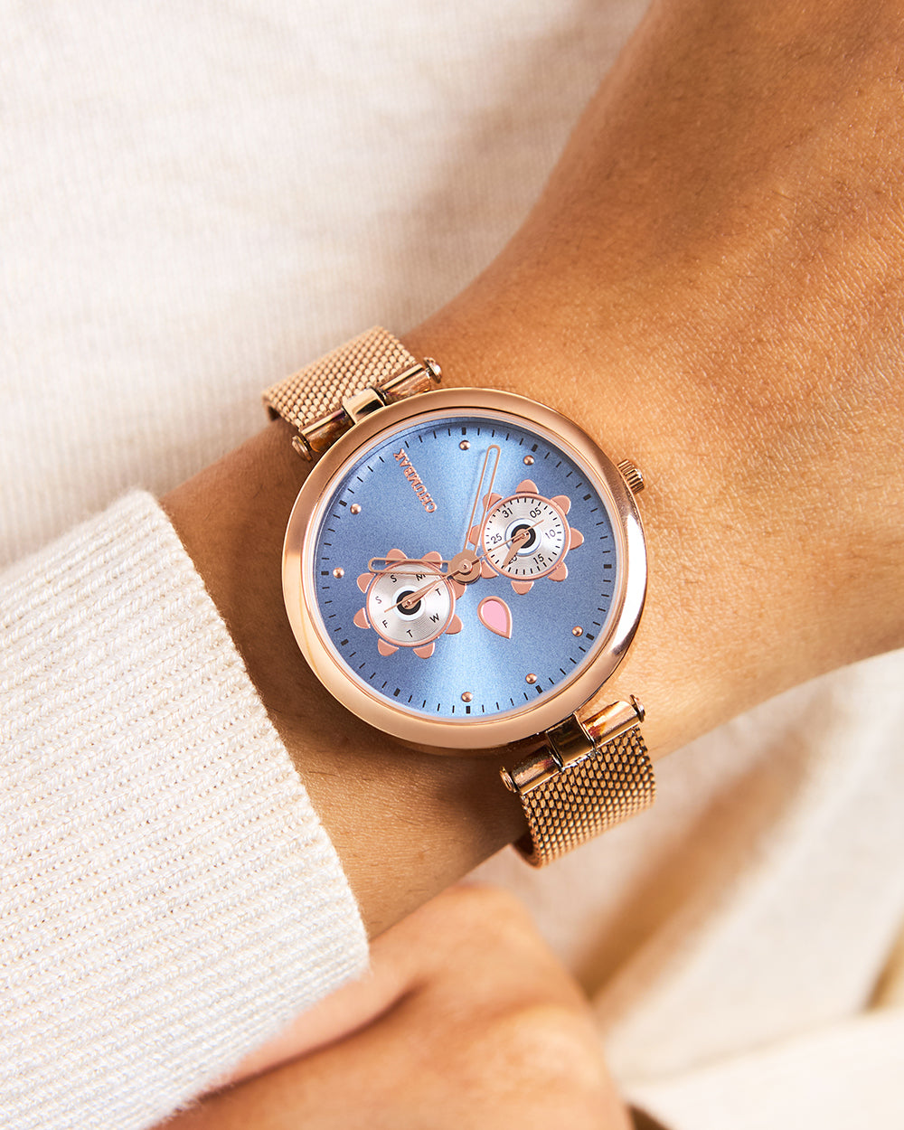 Hoot Mesh Strap Watch | Mint Dial