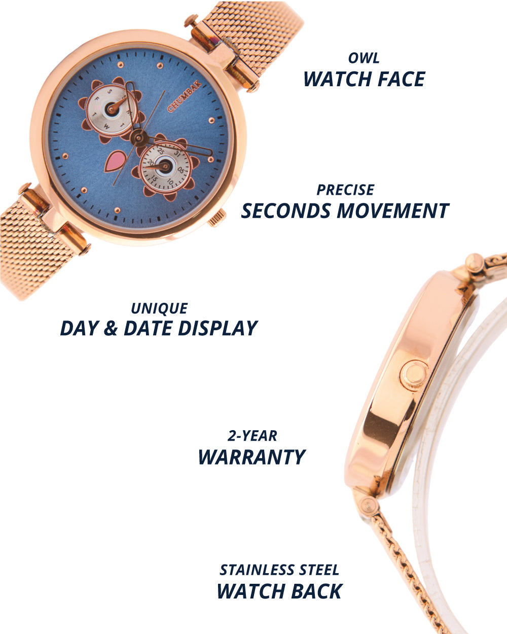 Hoot Mesh Strap Watch | Mint Dial