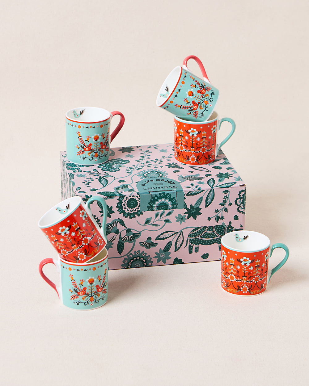 Valley Bloom Tea Mugs Gift Set of 6
