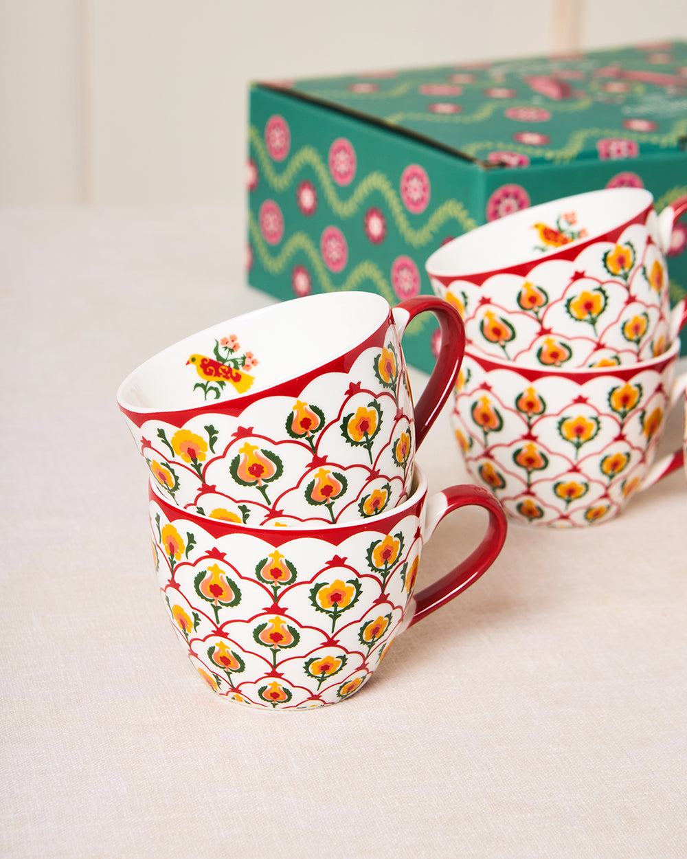 Suzani Jaali Mugs Gift Set of 6 | Comes in a Gift Box