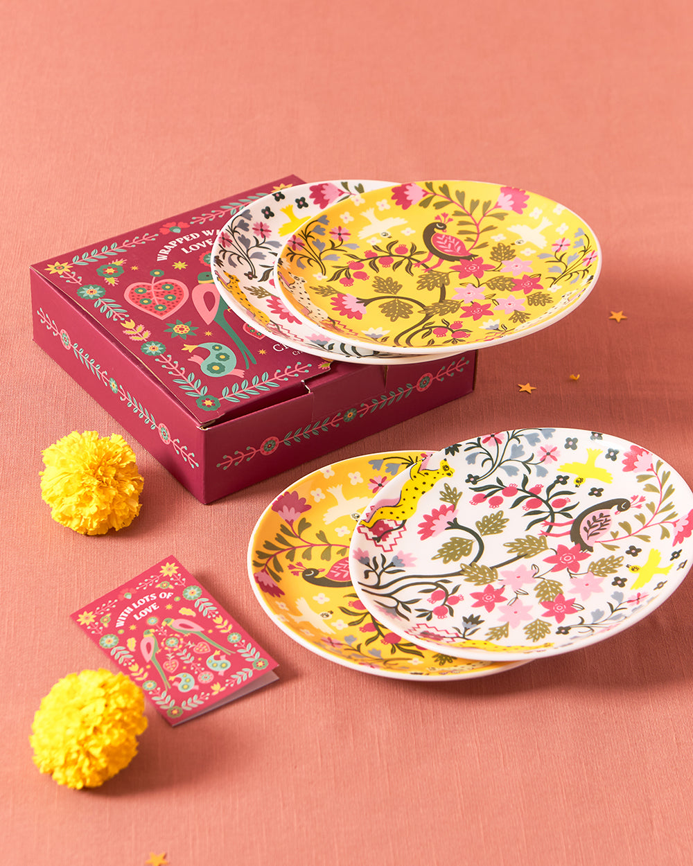 Jaipur Gardens Snack Plates Gift Set of 4