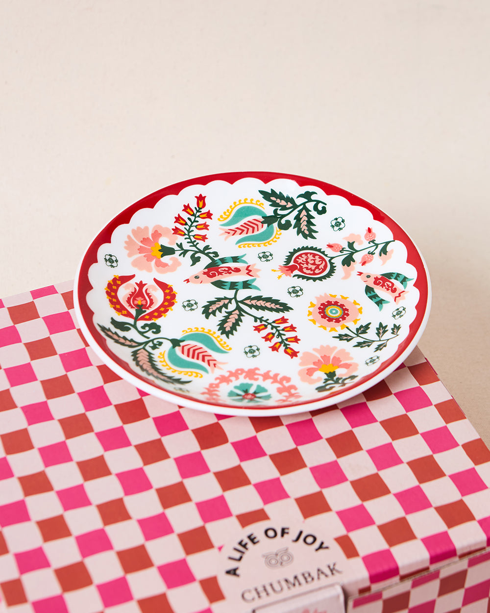Suzani Blossom Snack Plates Gift Set of 4