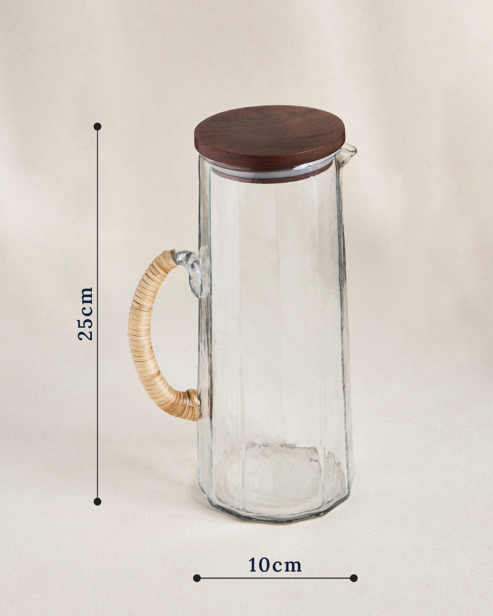 Farmhouse Glass Pitcher with Lid, 1250ml