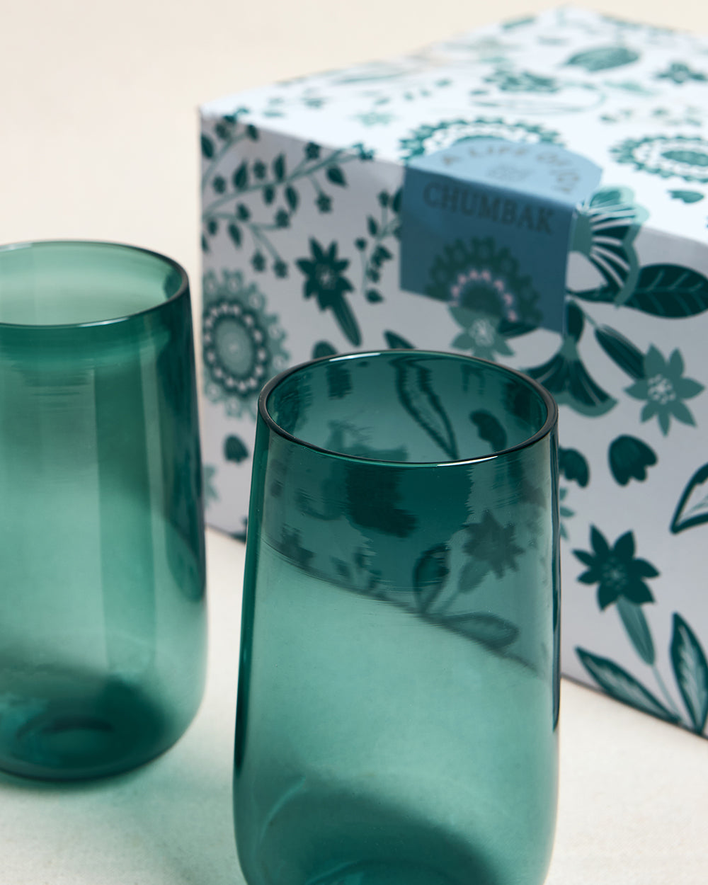 Cove Glass Tumblers Gift Set - Set of 2 | 580 ml | Summer Serenade