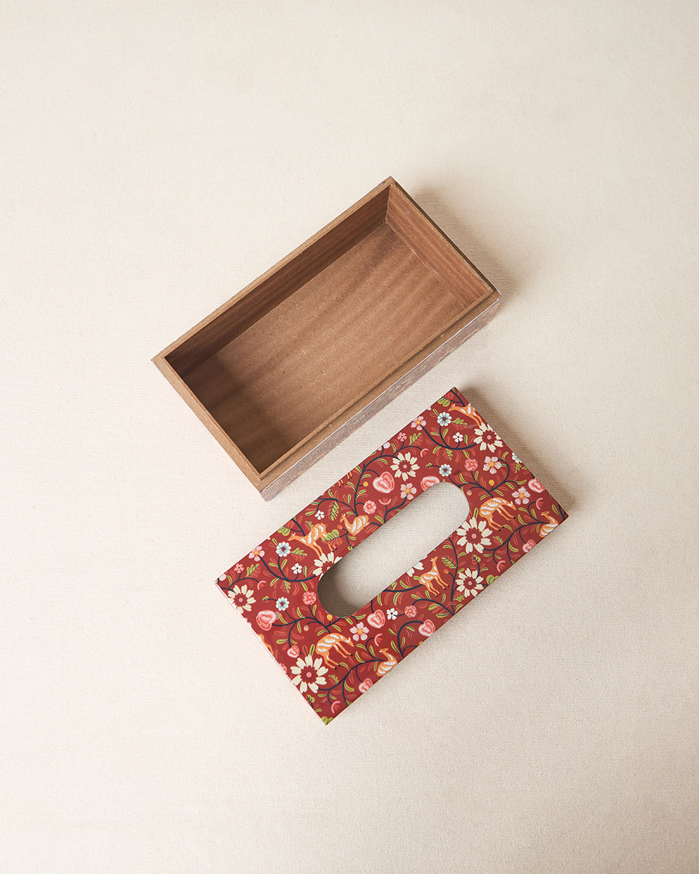 Apple Orchards Wooden Tissue Box, 9"x5" | Kashmir Trails