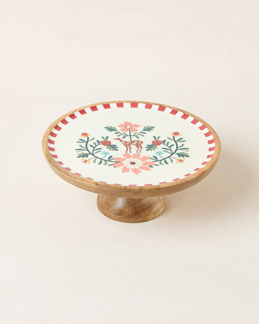 Hangul Wooden Cake Stand, 10" dia | Kashmir Trails