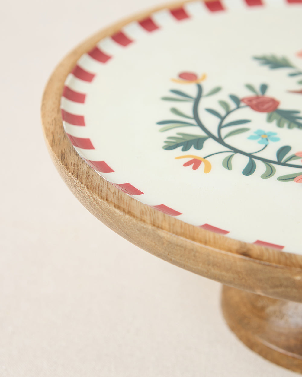 Hangul Wooden Cake Stand, 10" dia | Kashmir Trails