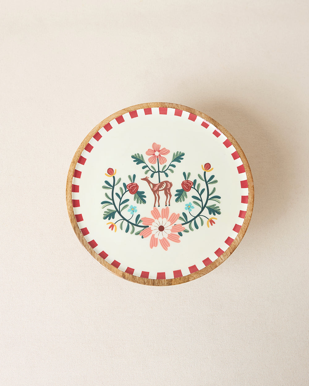 Hangul Wooden Cake Stand, 10" dia | Kashmir Trails