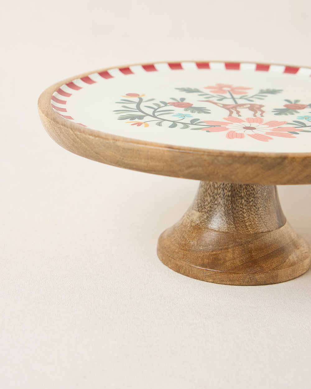 Hangul Wooden Cake Stand, 10" dia | Kashmir Trails