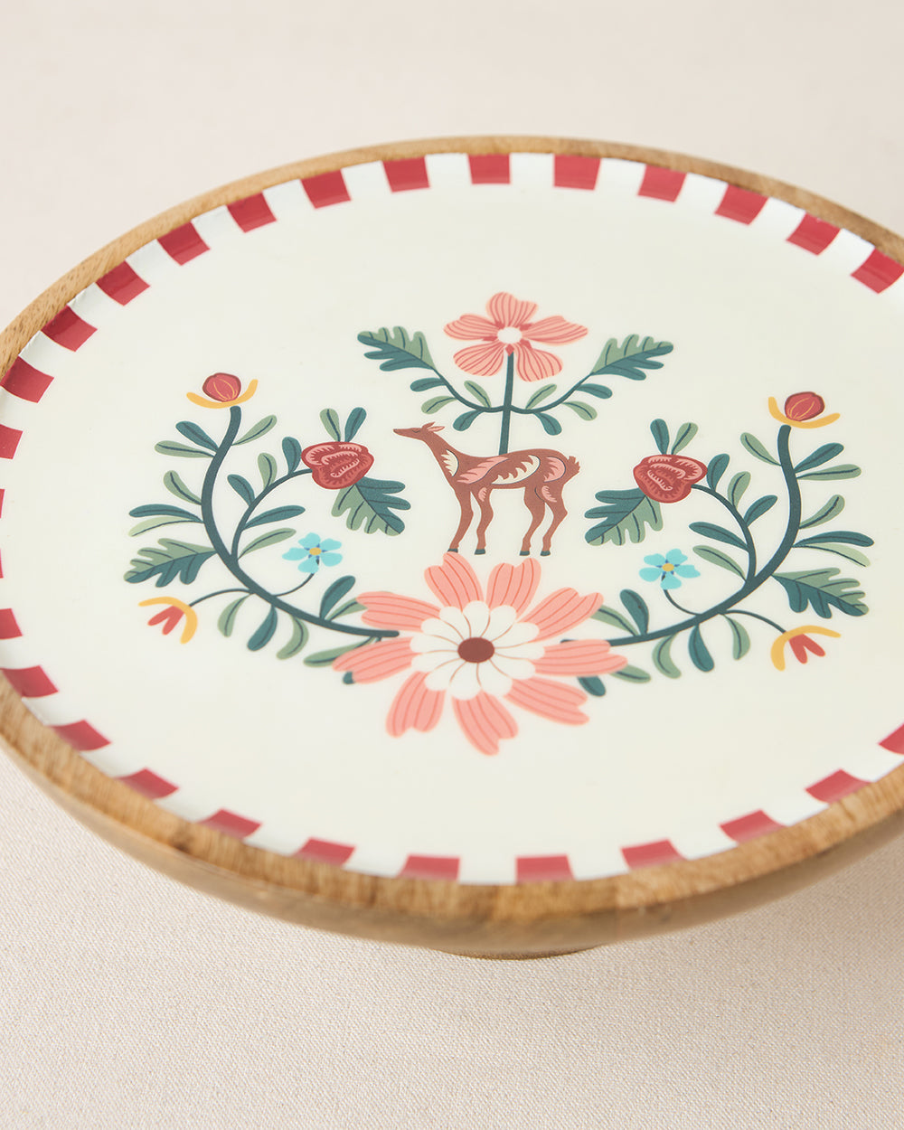 Hangul Wooden Cake Stand, 10" dia | Kashmir Trails
