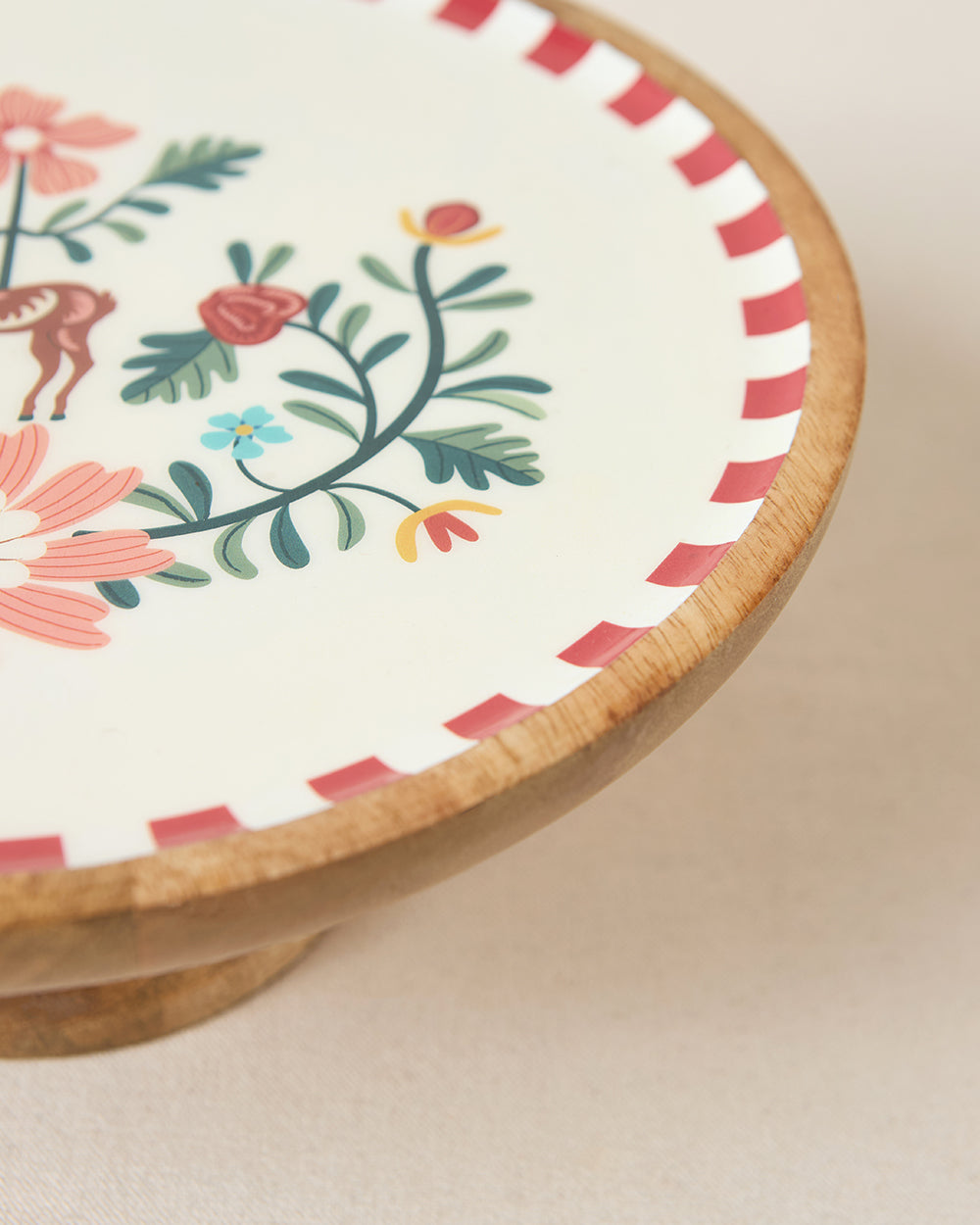 Hangul Wooden Cake Stand, 10" dia | Kashmir Trails