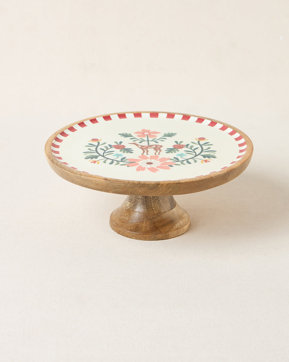 Hangul Wooden Cake Stand, 10" dia | Kashmir Trails