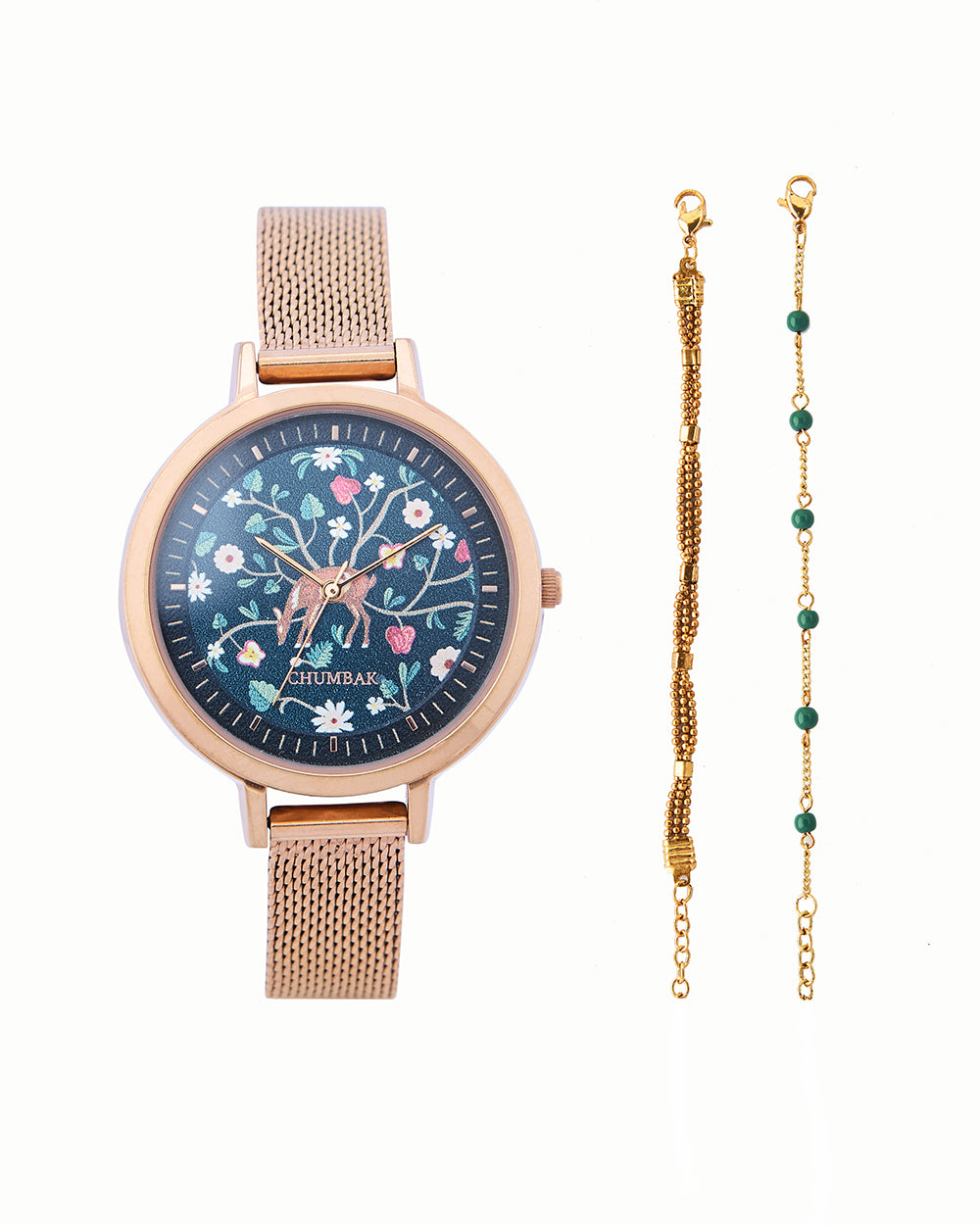 Hangul Mesh Strap Watch with Bracelet Set | Kashmir Trails