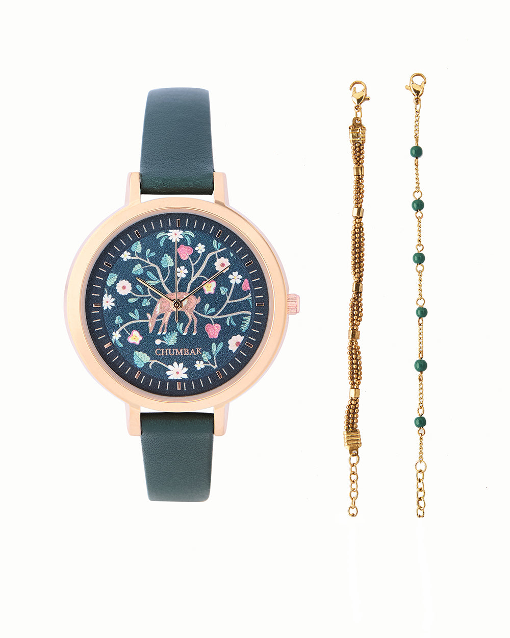 Hangul Leather Strap Watch with Bracelet Set | Kashmir Trails