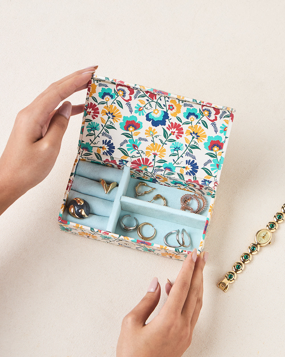 Indian Hand-block Motifs - Jewellery Organiser