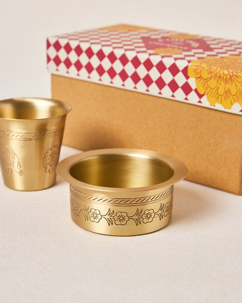 Rani Bagh Filter Coffee Brass Gift Set -  Set of 2 | Palace Memoirs