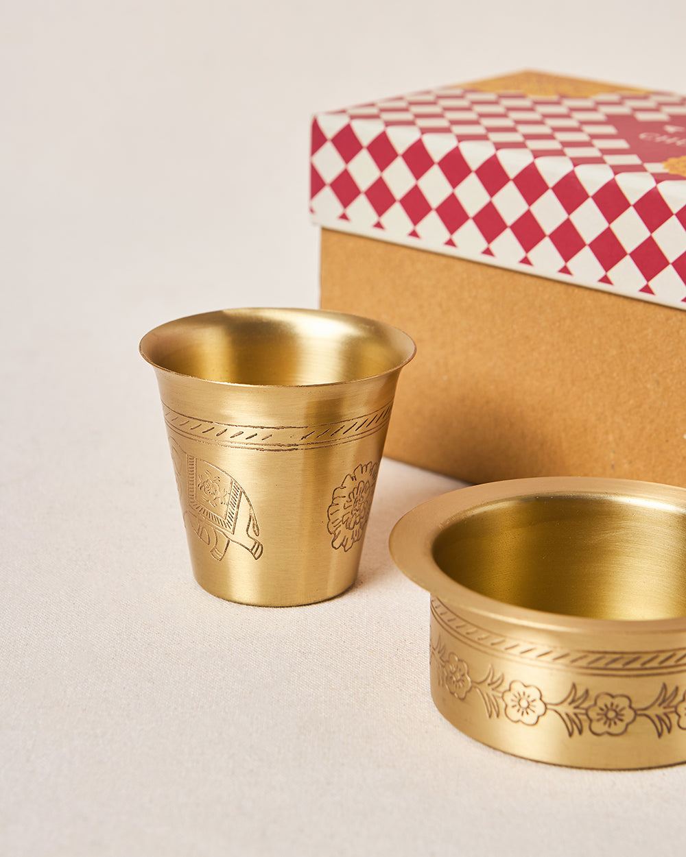 Rani Bagh Filter Coffee Brass Gift Set -  Set of 2 | Palace Memoirs