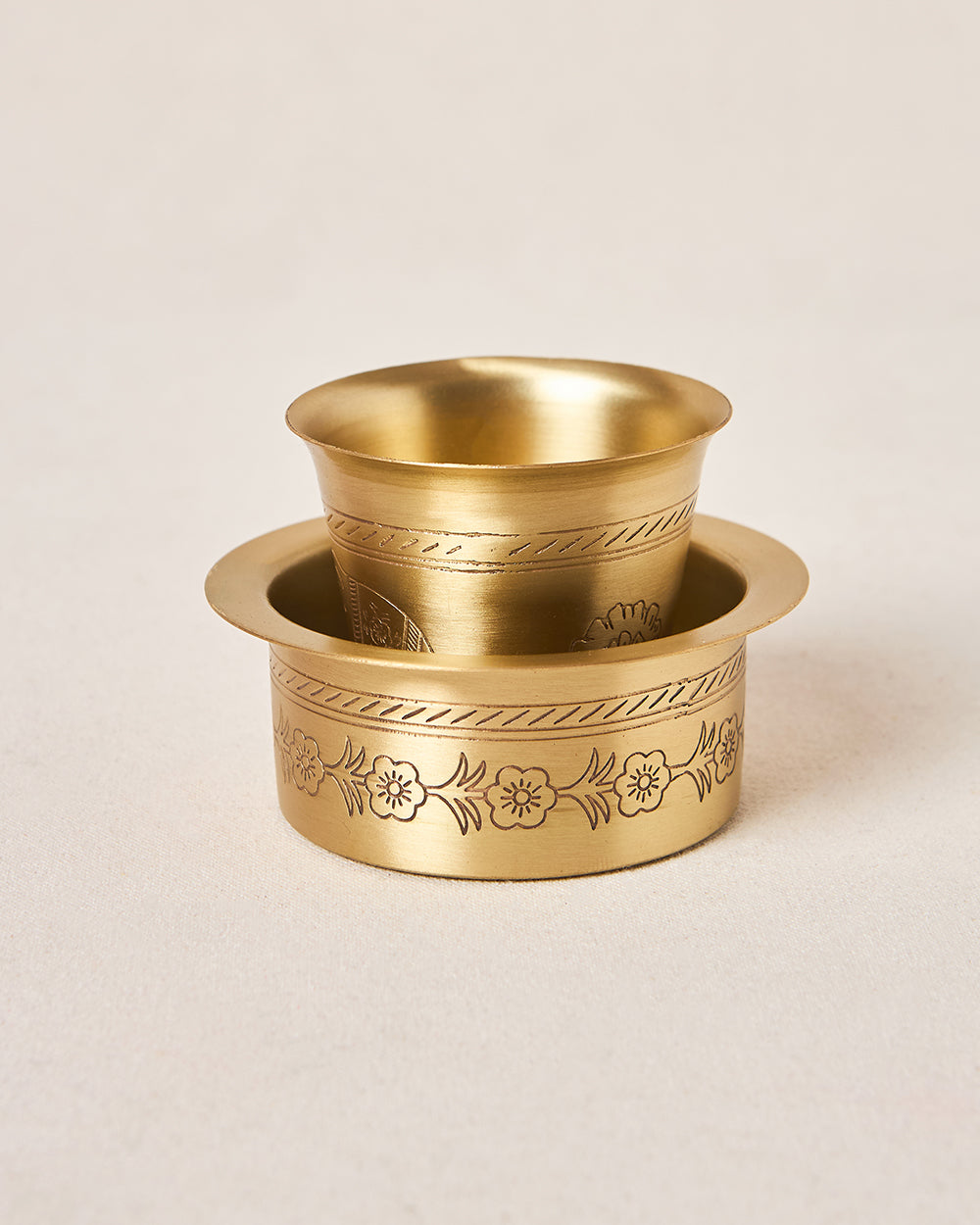 Rani Bagh Filter Coffee Brass Gift Set -  Set of 2 | Palace Memoirs