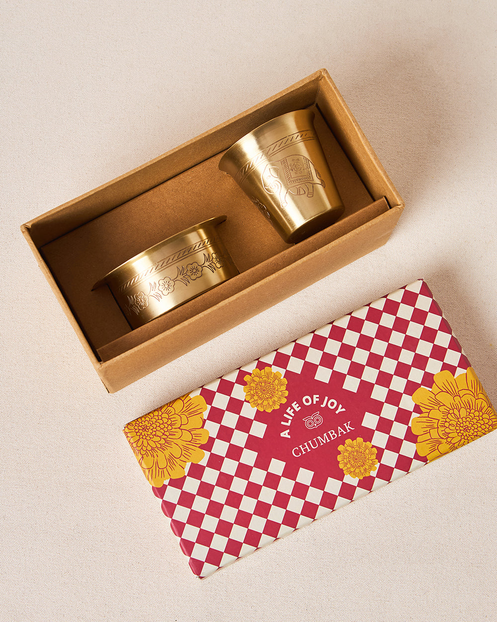 Rani Bagh Filter Coffee Brass Gift Set -  Set of 2 | Palace Memoirs