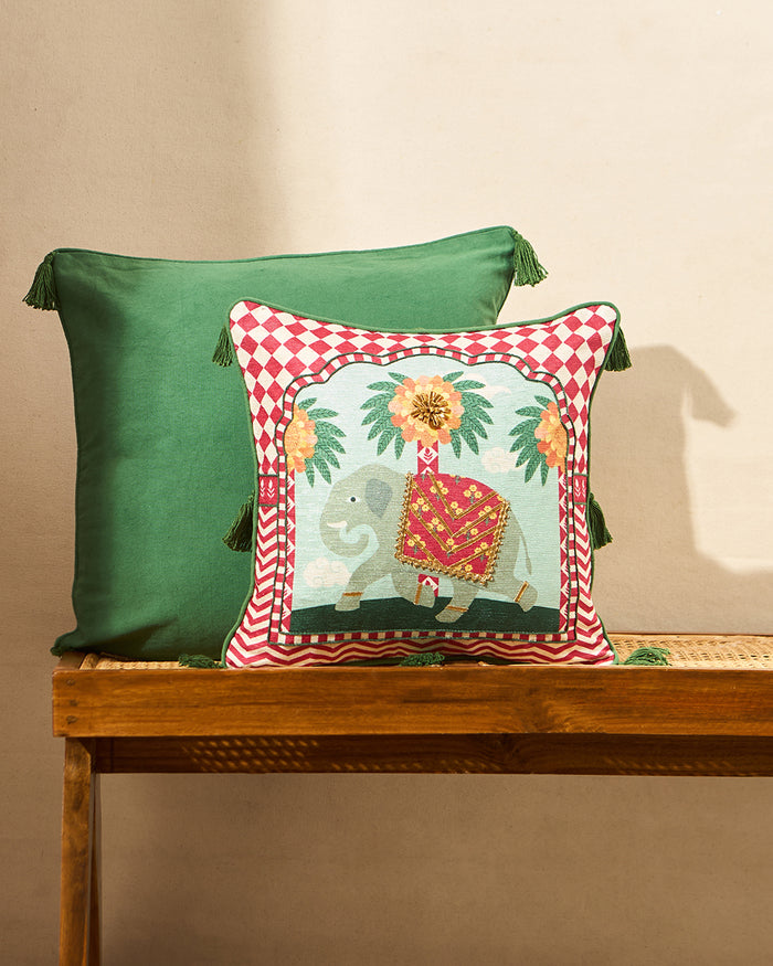 Royal Tusker Cushion Cover, 16" | Palace Memoirs