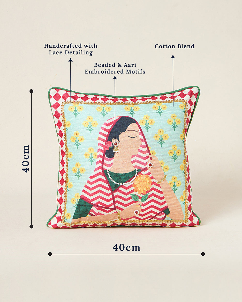 Rani Cushion Cover, 16" | Palace Memoirs