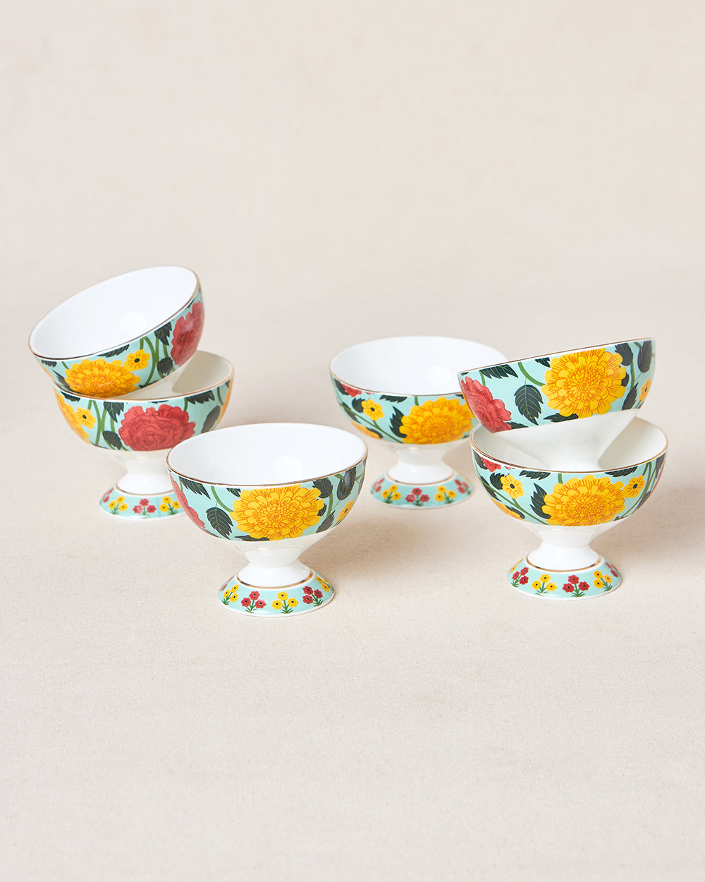 Rani Bagh Dessert Bowls Gift Set - Set of 6, 160 ml | Palace Memoirs