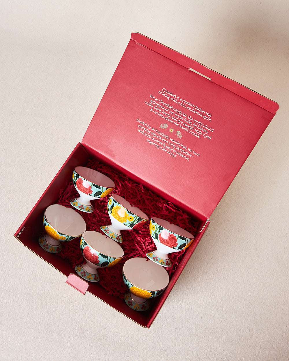 Rani Bagh Dessert Bowls Gift Set - Set of 6, 160 ml | Palace Memoirs