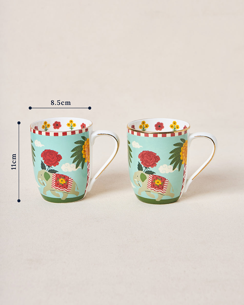 Royal Tusker Mugs Gift Set - Set of 2, 330 ml | Palace Memoirs