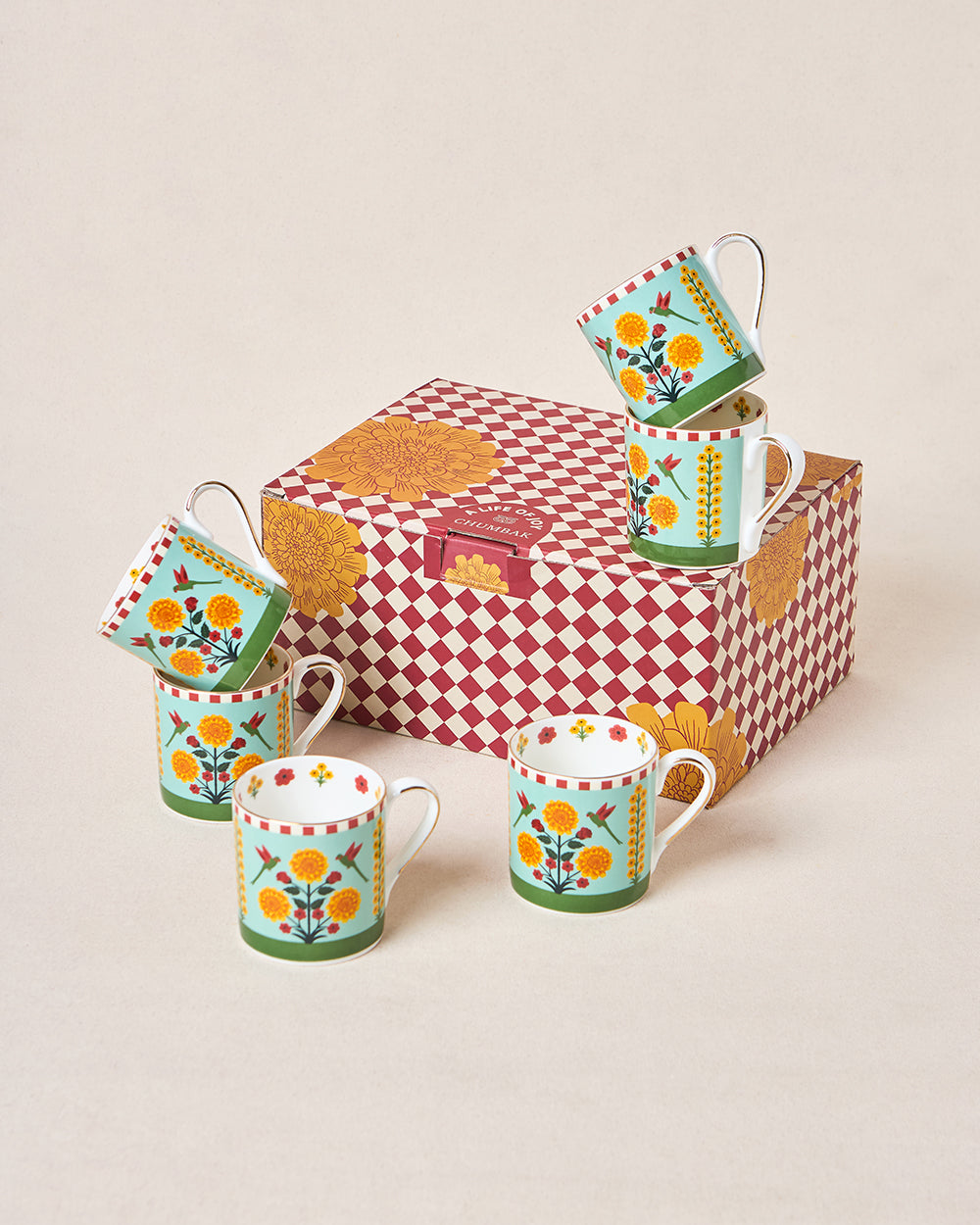 Rani Bagh Mugs Gift Set - Set of 6, 220 ml | Palace Memoirs