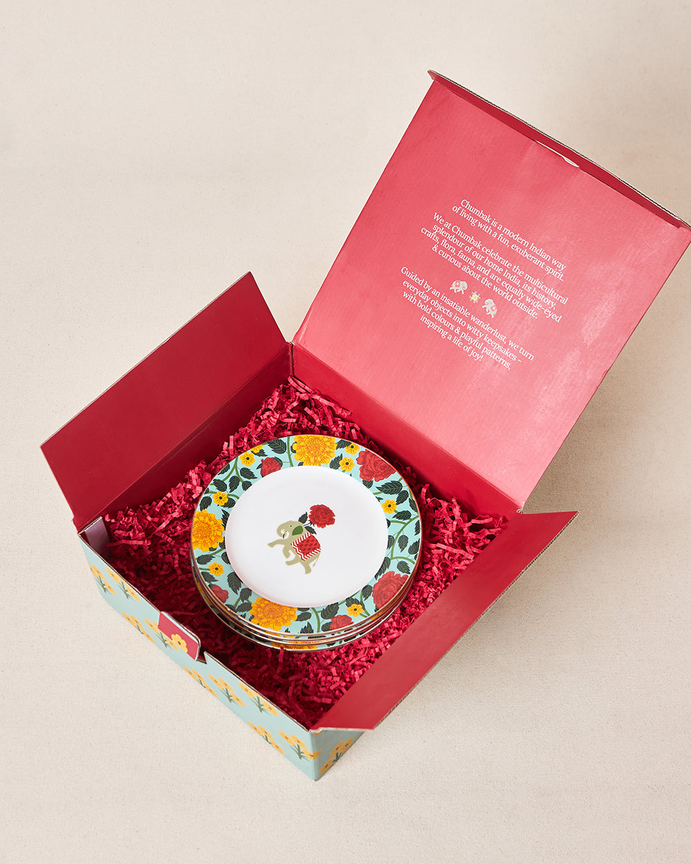 Royal Tusker Snack Plate Gift Set - Set of 4, 8"dia | Palace Memoirs