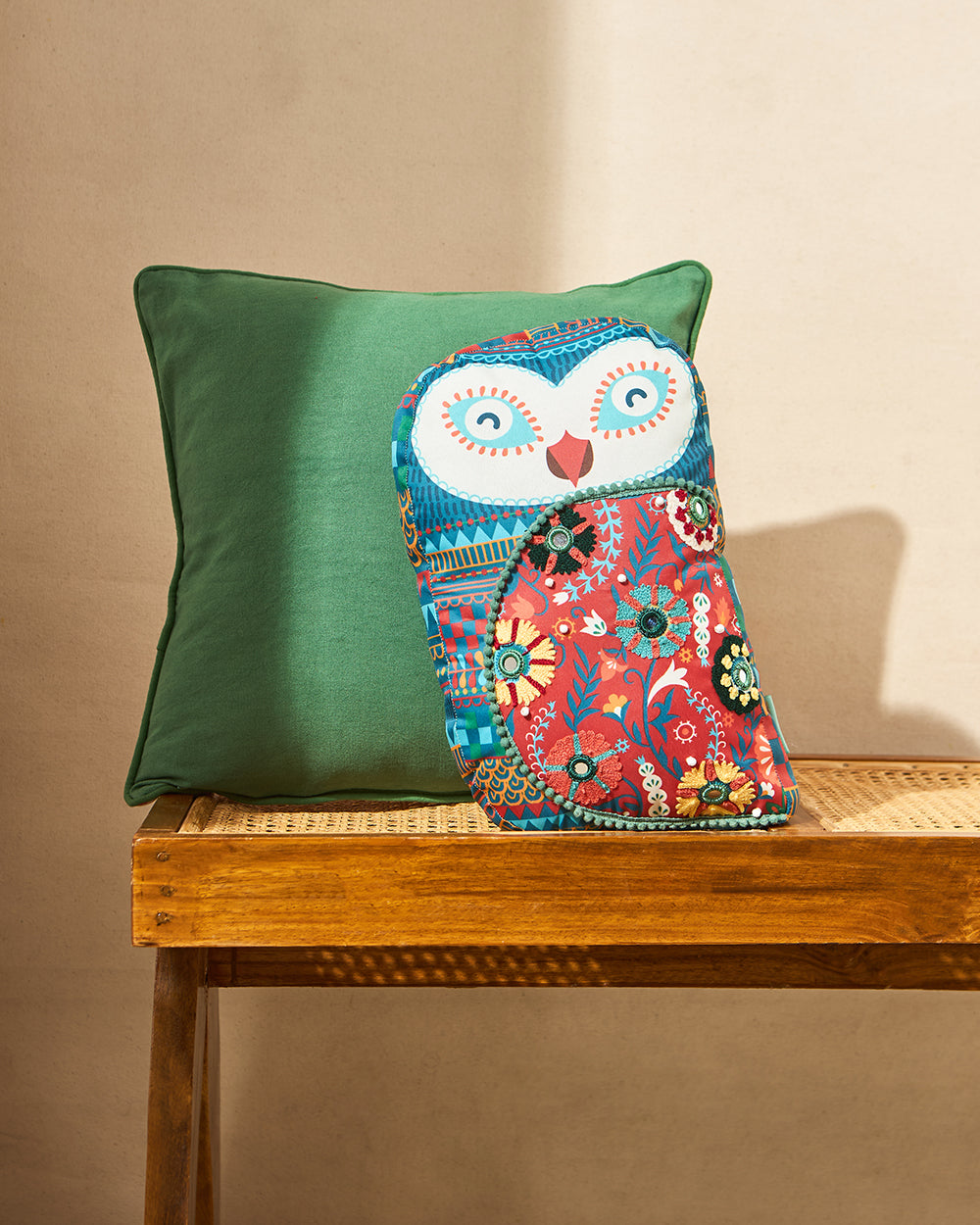 Royal Hoot Owl Shape Cushion 13"x8" | Palace Memoirs