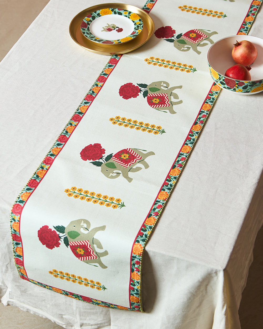 Royal Tusker Table Runner, 13"x72" | Palace Memoirs
