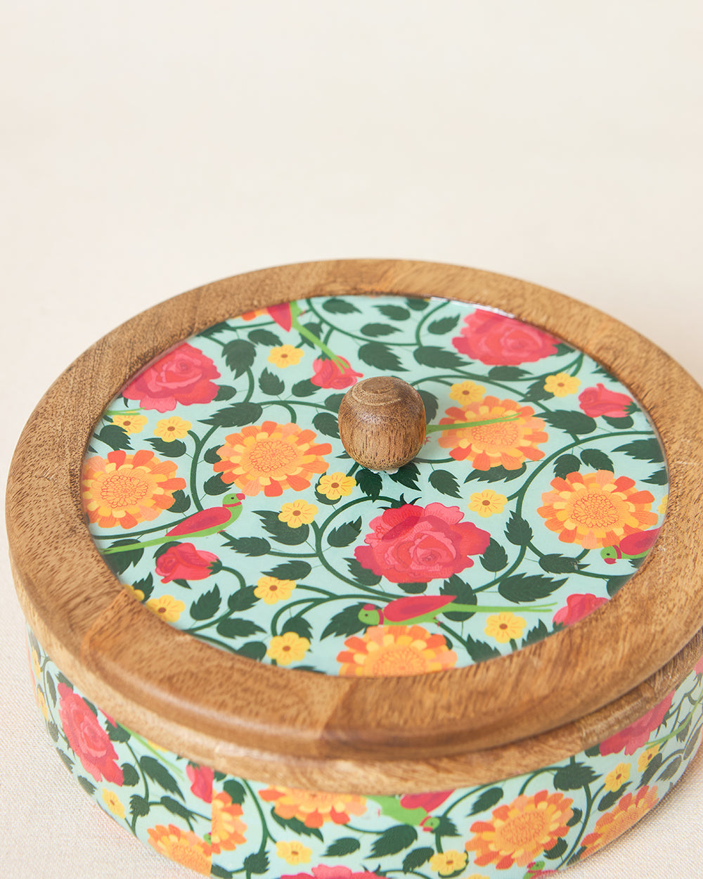 Rani Bagh Wooden Roti Box, 8"dia | Palace Memoirs