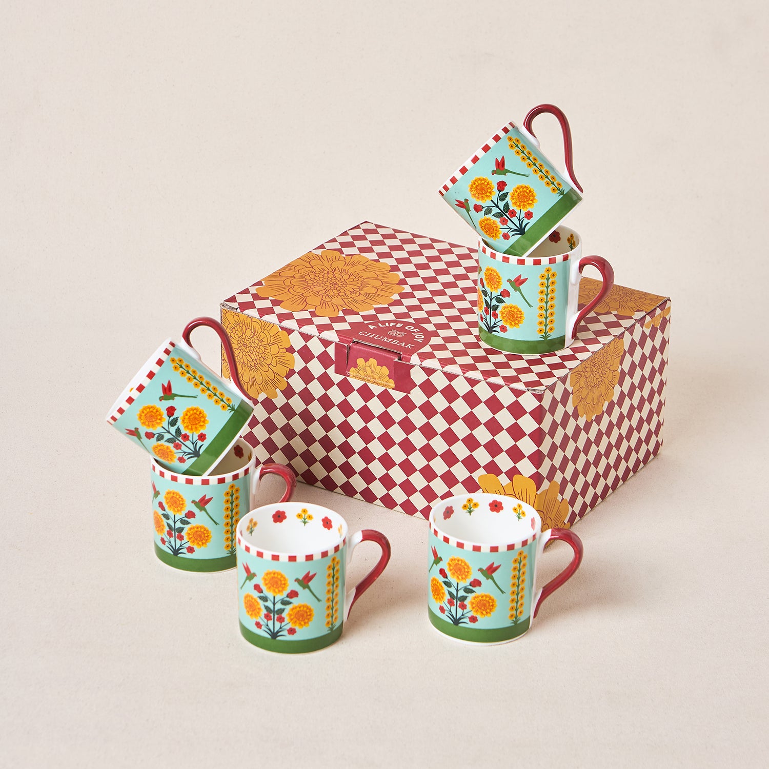Rani Bagh Mugs Gift Set - Set of 6, 220 ml | Palace Memoirs