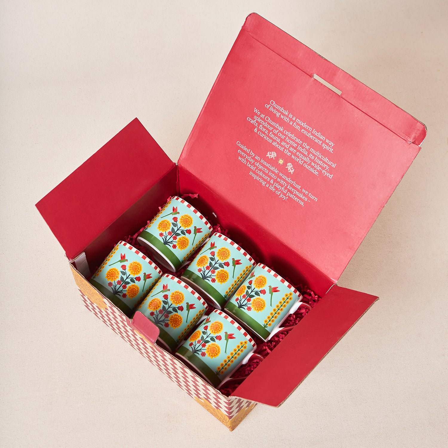 Rani Bagh Mugs Gift Set - Set of 6, 220 ml | Palace Memoirs