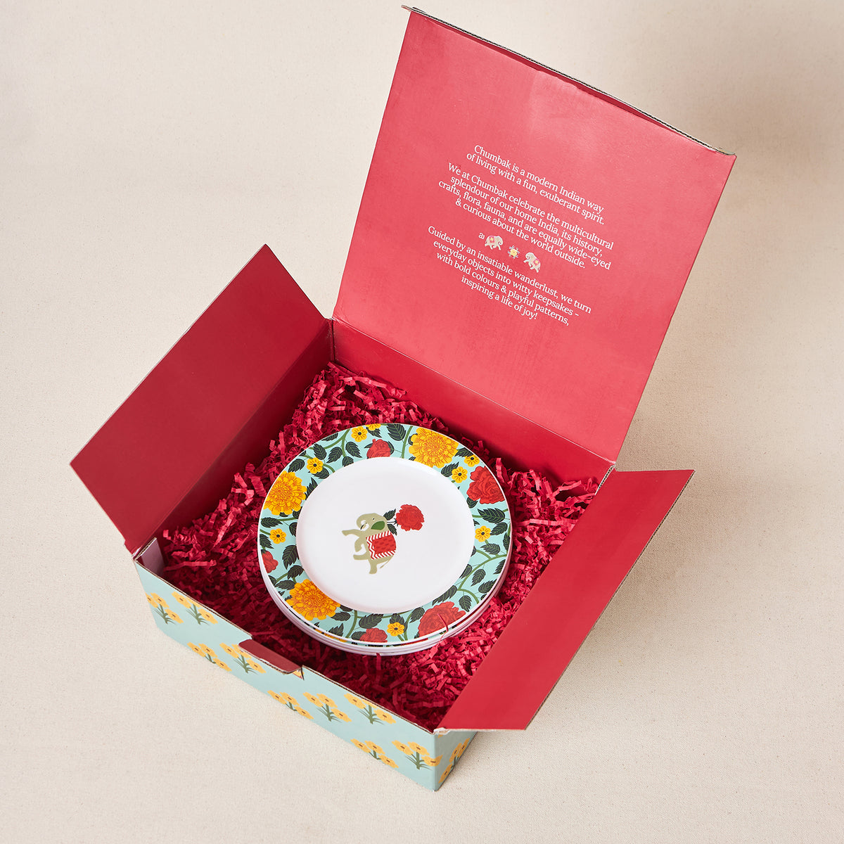 Royal Tusker Snack Plate Gift Set - Set of 4, 8"dia | Palace Memoirs
