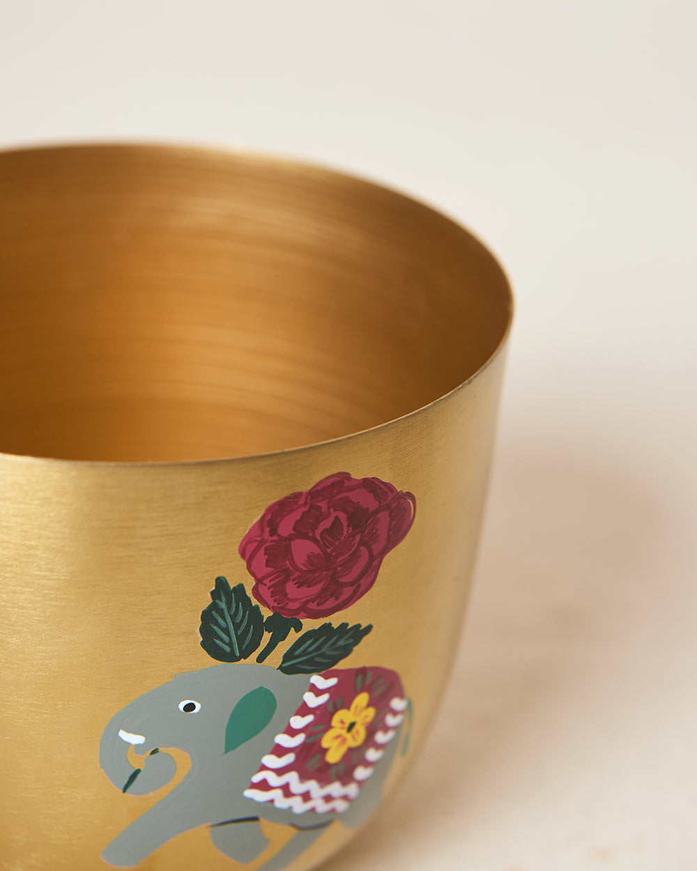 Royal Tusker Hand-painted Planter, 5" dia | Palace Memoirs