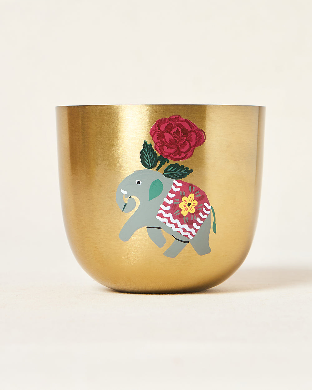 Royal Tusker Hand-painted Planter, 5" dia | Palace Memoirs