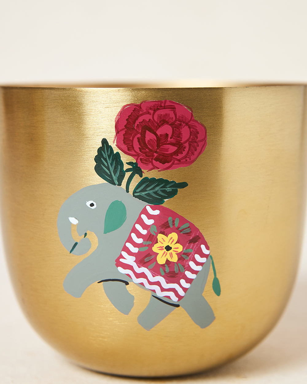 Royal Tusker Hand-painted Planter, 5" dia | Palace Memoirs