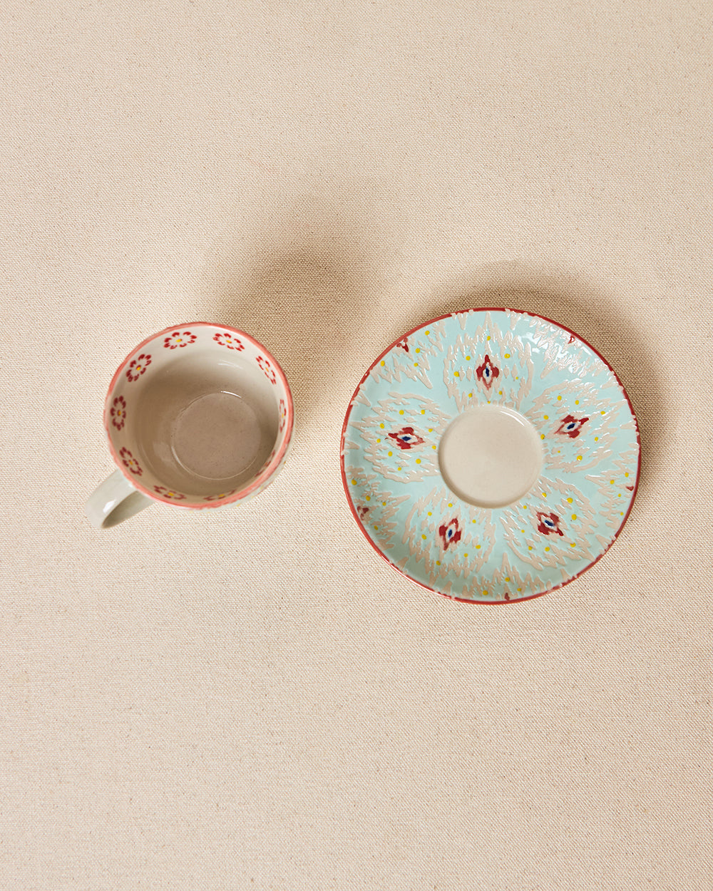 Ikat Fusion Cup & Saucer Set - Teal, 100ml