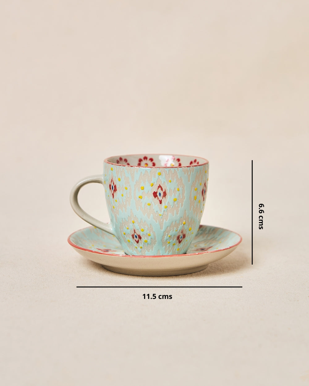 Ikat Fusion Cup & Saucer Set - Teal, 100ml