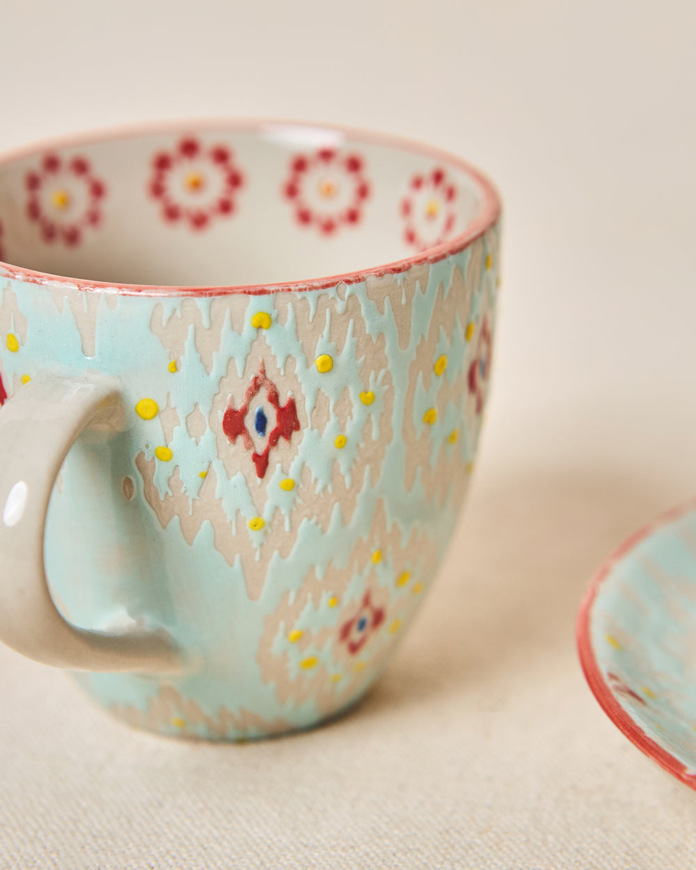 Ikat Fusion Cup & Saucer Set - Teal, 100ml