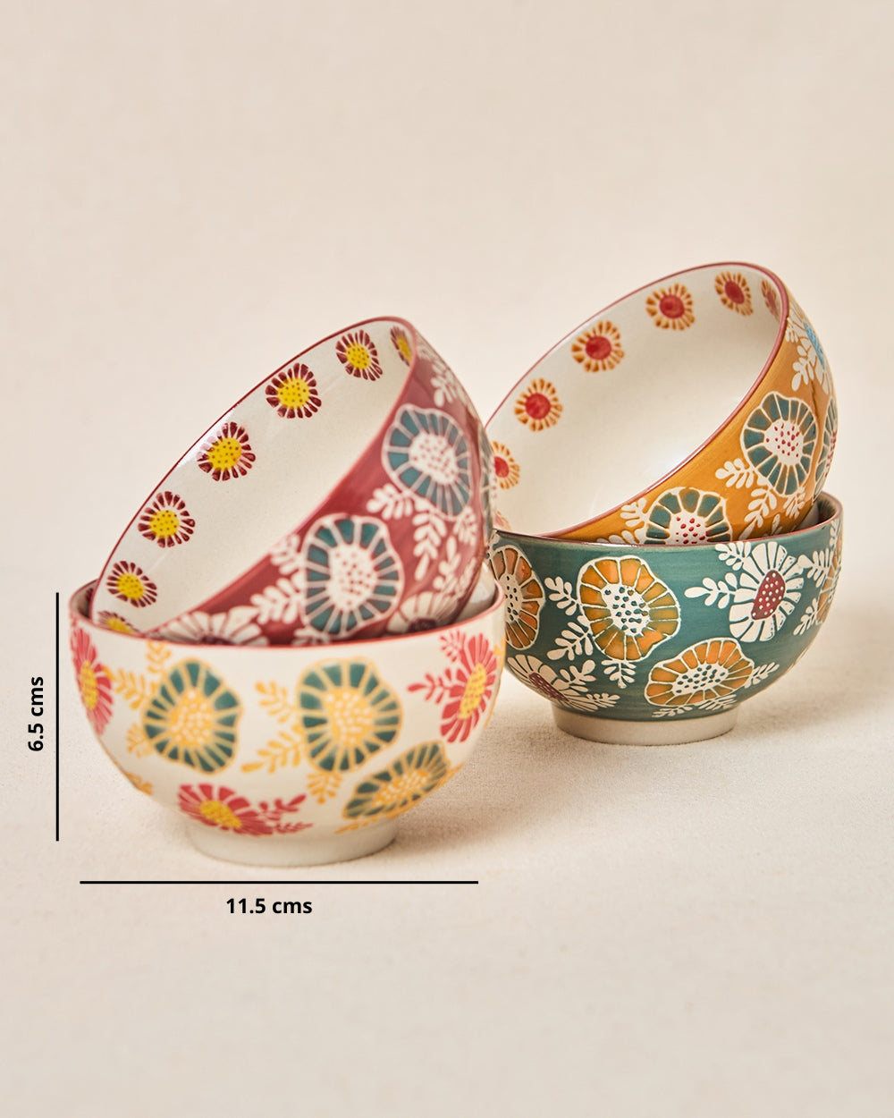 Wildflower Bowls Gift Set of 4, 220ml | Lost in Paradise