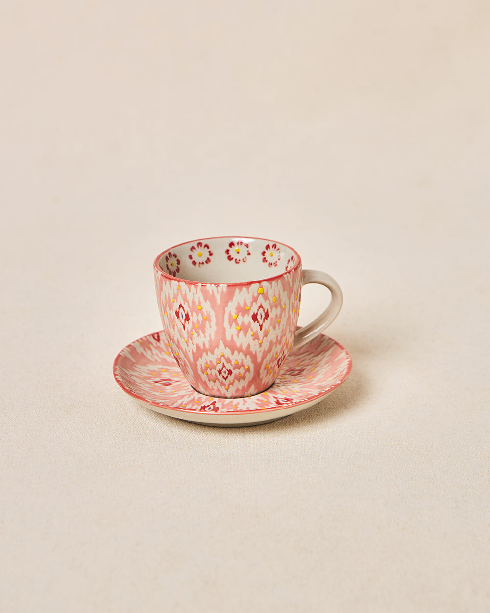 Ikat Fusion Cup & Saucer Set - Red, 100ml